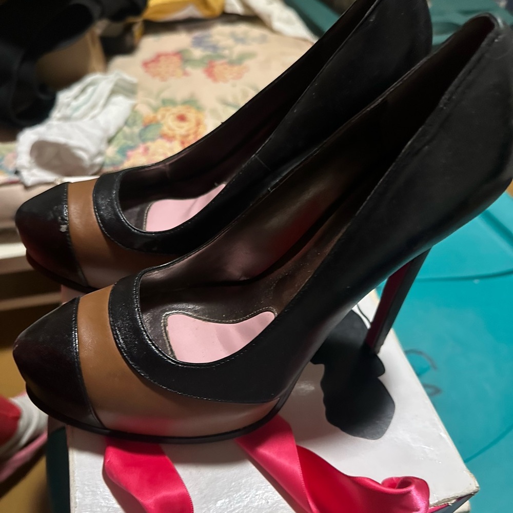 Stylish Black and Brown Heels